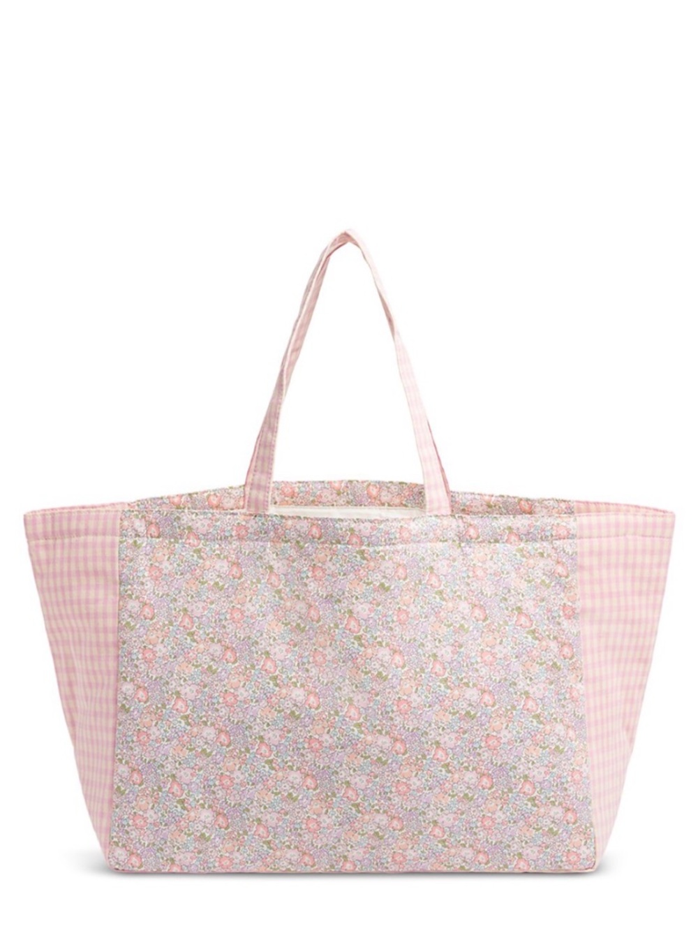 Stoney Clover Lane Liberty Fabic Pink Floral & Pink Gingham Everything Tote